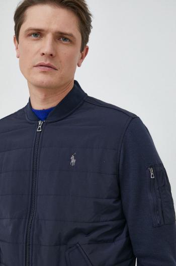 Bomber bunda Polo Ralph Lauren tmavomodrá barva, přechodná