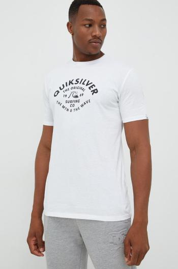 Bavlněné tričko Quiksilver bílá barva, s potiskem