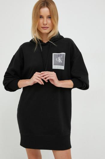 Bavlněné šaty Calvin Klein Jeans černá barva, mini, oversize