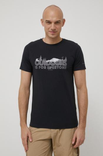 Sportovní triko Columbia Sun Trek černá barva, s potiskem
