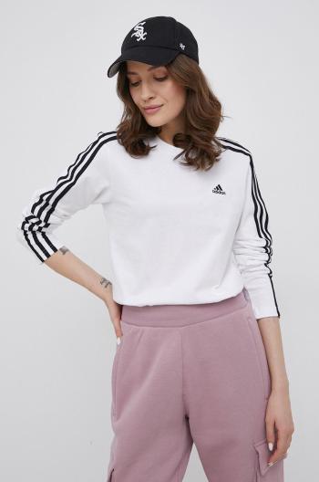 Bavlněné tričko s dlouhým rukávem adidas HC9121 bílá barva