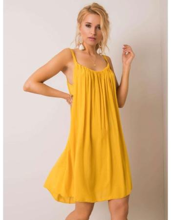 Dámské šaty bez ramínek POLINNE žluté 