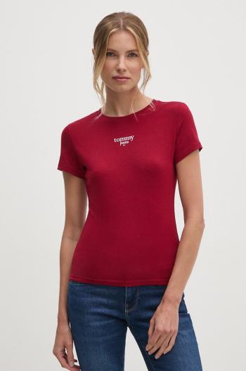 Tričko Tommy Jeans vínová barva, DW0DW18397