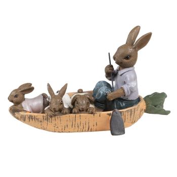 Králík s malými králíčky na loďce z mrkve - 17*7*10 cm 6PR3542