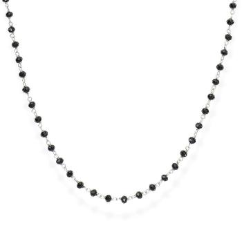 Amen Nadčasový stříbrný náhrdelník s černými krystaly Romance CLBN 70 cm