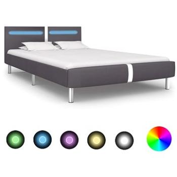 Rám postele s LED šedý umělá kůže 120x200 cm (280857)