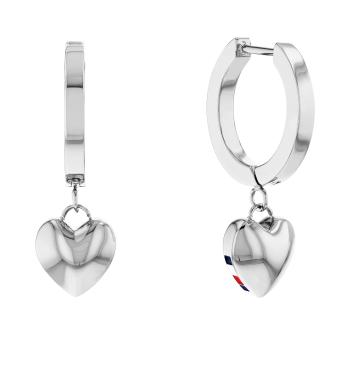 Tommy Hilfiger Moderní ocelové náušnice kruhy s přívěsky Hanging Heart 2780664