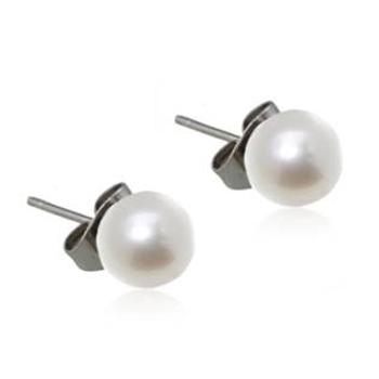 Šperky4U Ocelové náušnice perličky bílé, 6 mm - OPN1019
