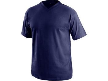 Tričko s krátkým rukávem DALTON, výstřih do V, tmavě modrá, vel. S