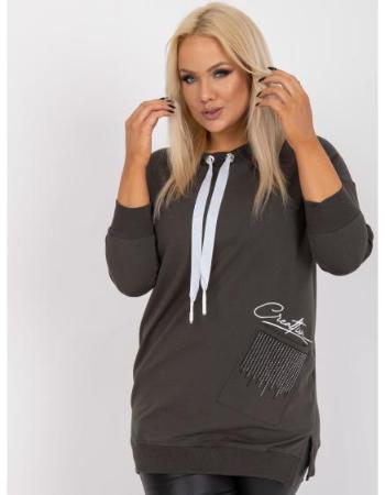 Dámská tunika plus size s vázáním SYLVIANE khaki 