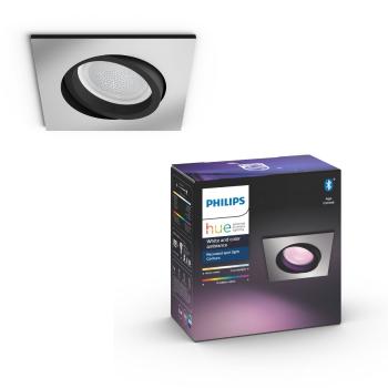 PHILIPS CENTURA Zapuštěné bodové svítidlo, Hue White and color ambiance, 240V, 1x5.7W GU10, square, Aluminium (5055148P)