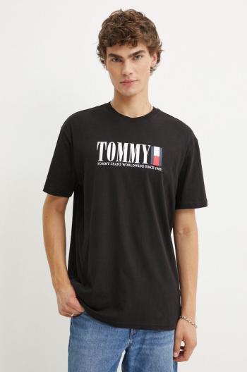 Tričko Tommy Jeans černá barva, s potiskem, DM0DM18533