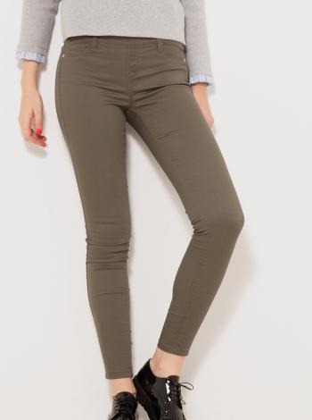 Khaki zkrácené skinny fit kalhoty CAMAIEU