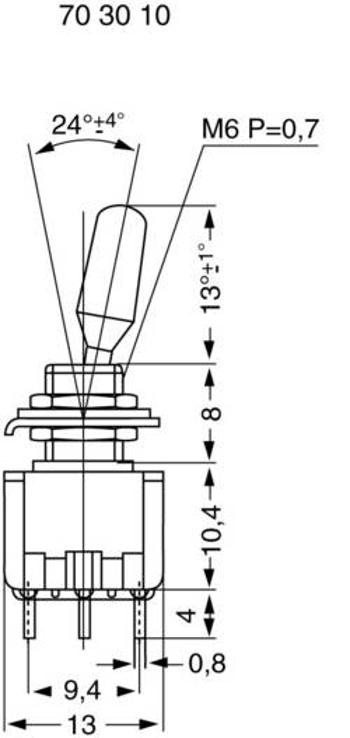 Miniaturní páčkový spínač Miyama MS 500-BC-A, 125 V/AC, 6 A, 1x zap/zap, 1 ks