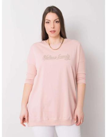 Dámská halenka plus size s nápisem BEAUTY růžová