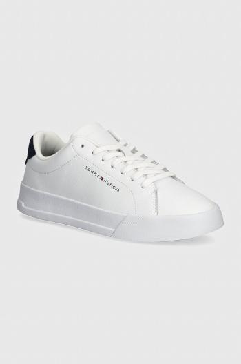 Kožené sneakers boty Tommy Hilfiger TH COURT LEATHER GRAIN ESS bílá barva, FM0FM05297