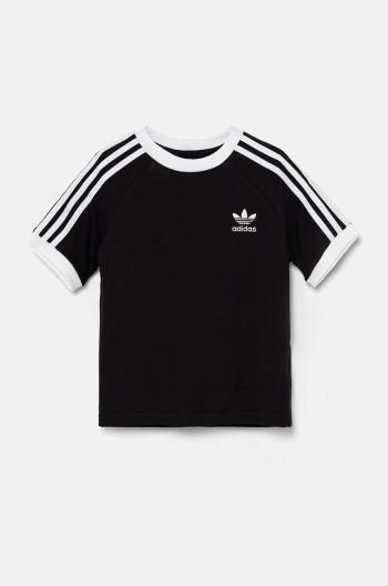 Dětské bavlněné tričko adidas Originals 3STRIPES TEE černá barva, s aplikací, IX7626