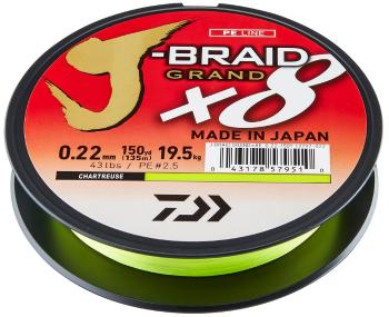 Daiwa splétaná šňůra j-braid grand x8e zelená 270 m - 0,18 mm 12,5 kg