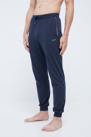 Pyžamové kalhoty BOSS pánské, tmavomodrá barva, s aplikací
