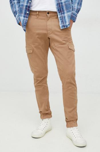 Kalhoty Guess pánské, béžová barva, přiléhavé