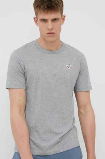 Bavlněné tričko Rossignol šedá barva, s aplikací