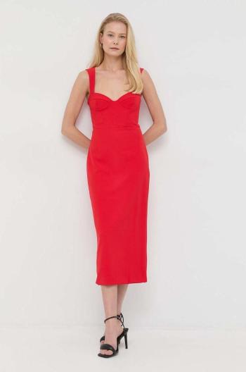 Šaty Bardot červená barva, midi