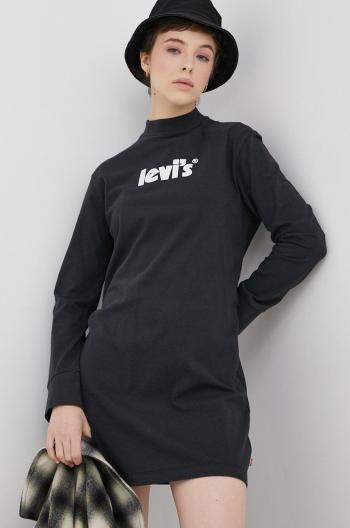 Bavlněné šaty Levi's černá barva, mini, jednoduché