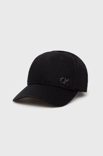 Bavlněná čepice Calvin Klein černá barva, hladká