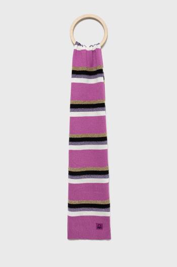 Dětský šátek z vlněné směsi United Colors of Benetton fialová barva, vzorovaný