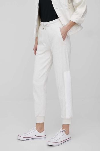 Bavlněné kalhoty Calvin Klein Jeans dámské, šedá barva, s aplikací