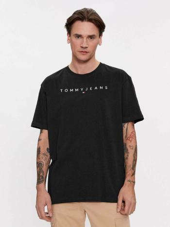 Tommy Jeans pánské černé tričko LINEAR - XXL (BDS)