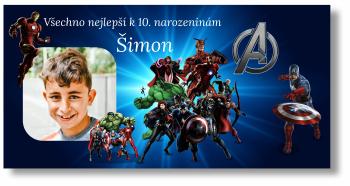 Narozeninový banner s fotkou - Avengers Rozměr banner: 130 x 65 cm