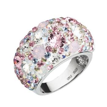 Stříbrný prsten s krystaly Swarovski růžový 35028.3, Růžová, 54