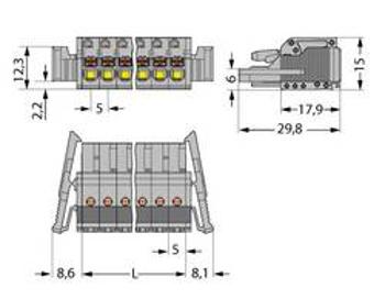 Zásuvkový konektor na kabel WAGO 2231-102/037-000, 29.80 mm, pólů 2, rozteč 5 mm, 100 ks
