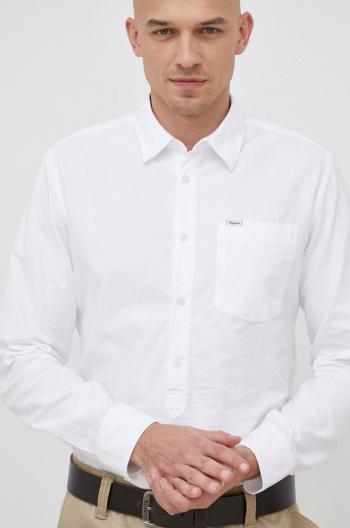 Bavlněné tričko Pepe Jeans Lawson bílá barva, regular, s klasickým límcem