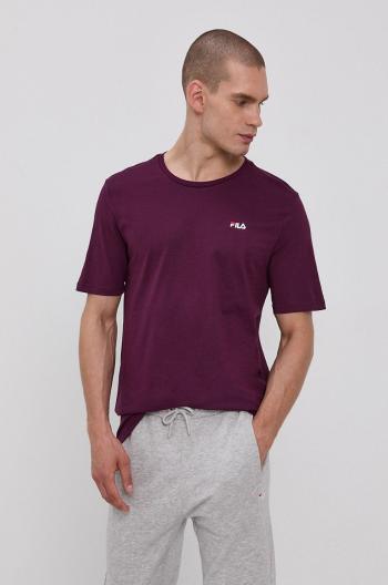 Bavlněné tričko Fila fialová barva, hladké