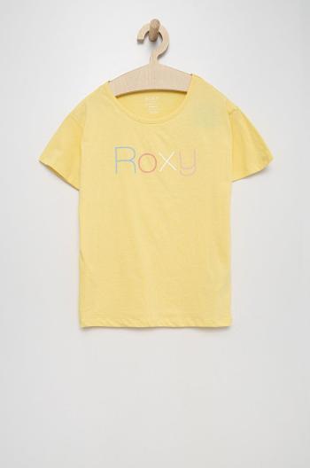 Dětské bavlněné tričko Roxy žlutá barva