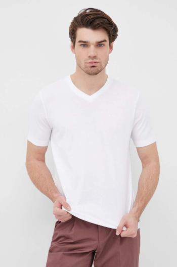 Bavlněné tričko Boss bílá barva, hladký