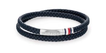 Tommy Hilfiger Tmavě modrý kožený náramek s ocelovým zapínáním 2790549