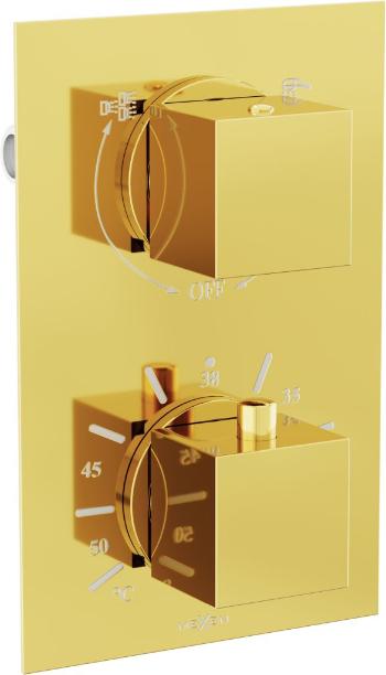 MEXEN Cube termostatiská baterie sprcha/vana 2-output gold 77502-50