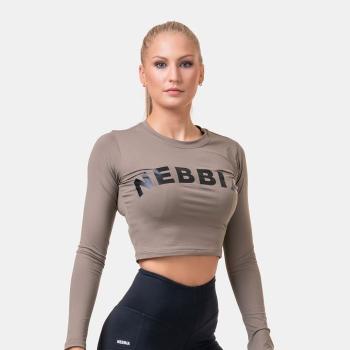 Dámské tričko Crop Top Sporty Hero Long Sleeves Mocha XS - NEBBIA