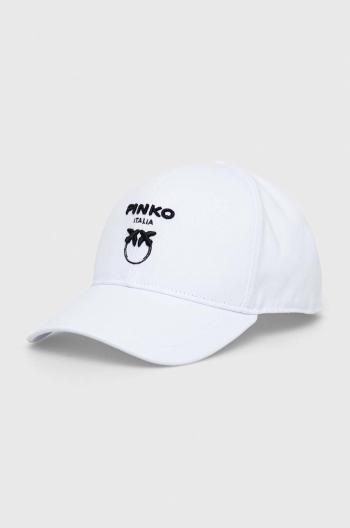 Bavlněná baseballová čepice Pinko bílá barva, s aplikací