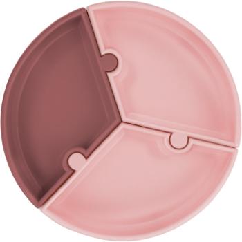 Minikoioi Puzzle Pink/ Rose dělený talíř s přísavkou 1 ks