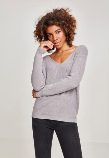 Urban Classics Ladies Back Lace Up Sweater grey - S