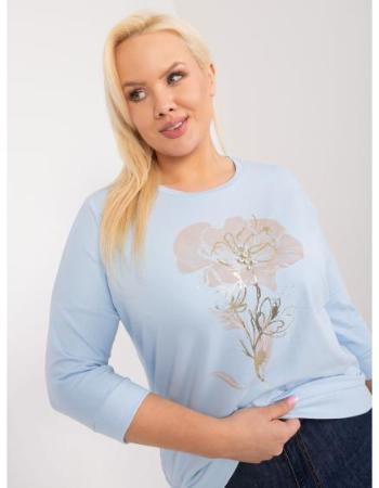 Dámská halenka plus size s potiskem světle modrá