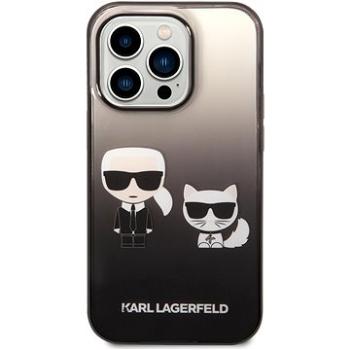 Karl Lagerfeld Gradient Karl and Choupette Zadní Kryt pro iPhone 14 Pro Black (KLHCP14LTGKCK)
