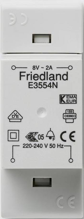 Zvonkový transformátor na lištu Friedland E3554N, 8 V/AC, bílá