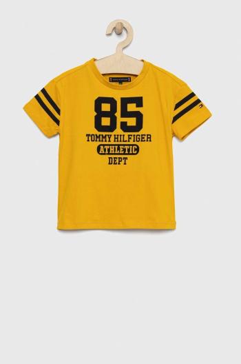 Dětské tričko Tommy Hilfiger žlutá barva, s potiskem