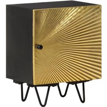 Noční stolek s mosazným čelem 40 × 30 × 50 cm masivní mangovník (322680)