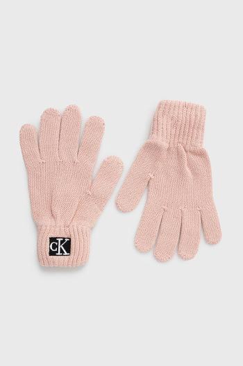 Dětské rukavice Calvin Klein Jeans růžová barva